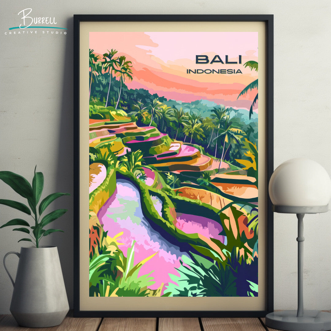 Tegalalang Bali Rice Terraces Travel Poster & Wall Art Poster Print