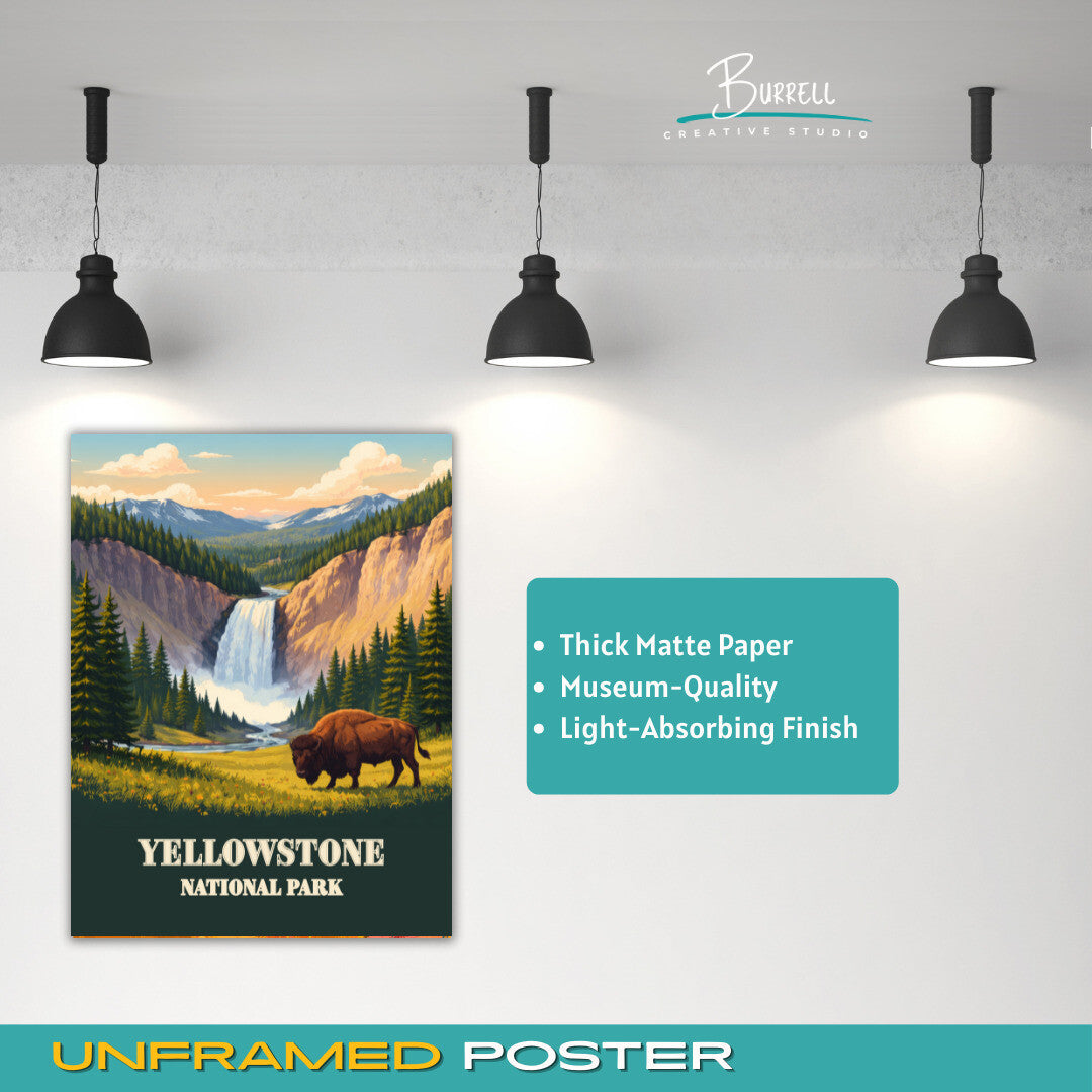 Yellowstone National Park Wyoming Wildlife Travel Posters & Wall Art Poster Print