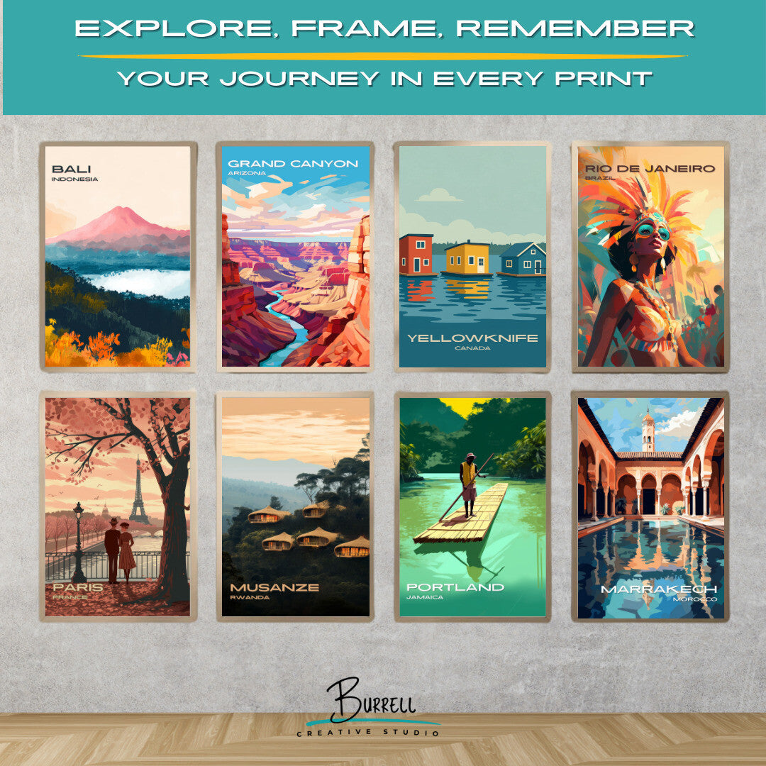 Yellowknife Canada Floating Homes Travel Poster & Wall Art Poster Print