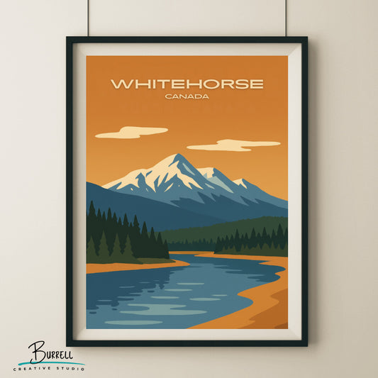 Whitehorse Canada Scenery Travel Poster & Wall Art Poster Print
