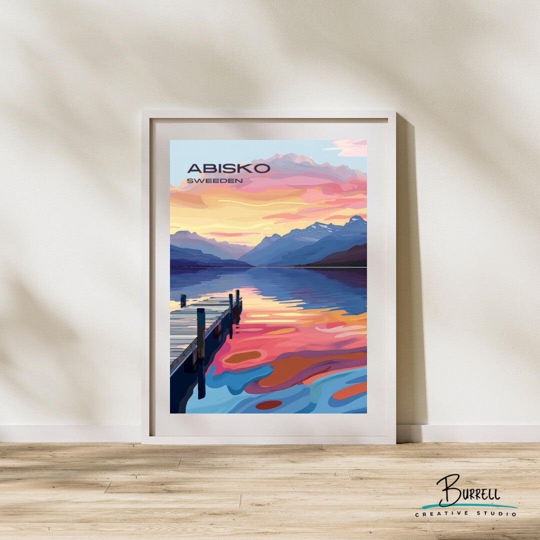 Abisko Sweden Lake Tornetrask Travel Poster & Wall Art Poster Print