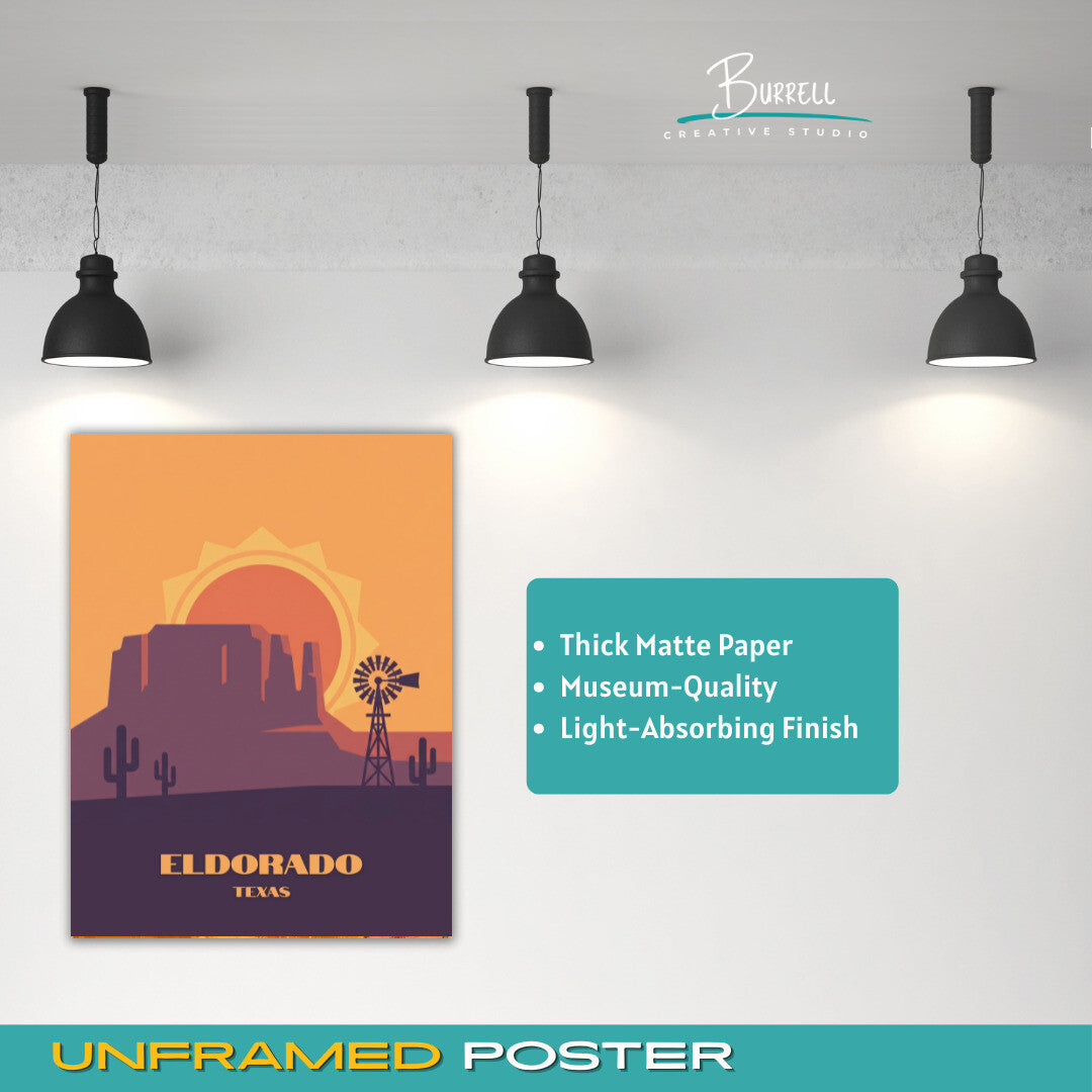 Eldorado Texas Scenic Sunset Travel Posters & Wall Art Poster Print