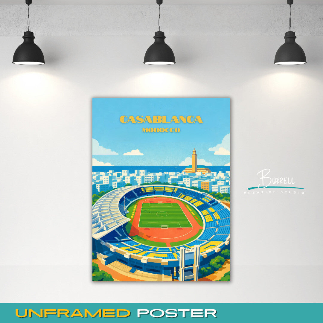 Casablanca Morocco Mohammed V Stadium Travel Poster & Wall Art Poster Print