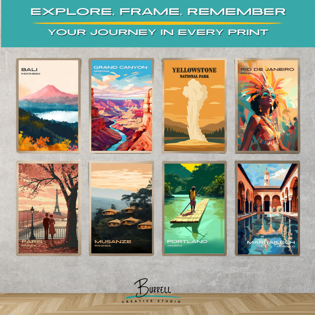 Yellowstone National Park Wyoming Geyser Travel Posters & Wall Art Poster Print