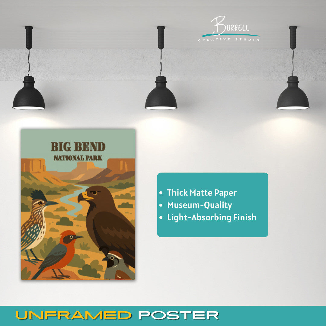 Big Bend National Park Texas Bird Watching Travel Posters & Wall Art Poster Print