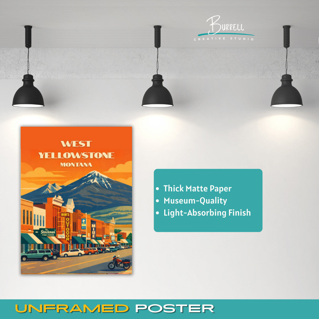 West Yellowstone Montana Downtown Travel Posters & Wall Art Poster Print