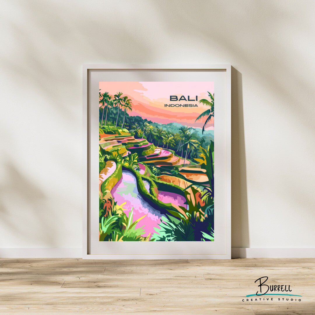 Tegalalang Bali Rice Terraces Travel Poster & Wall Art Poster Print