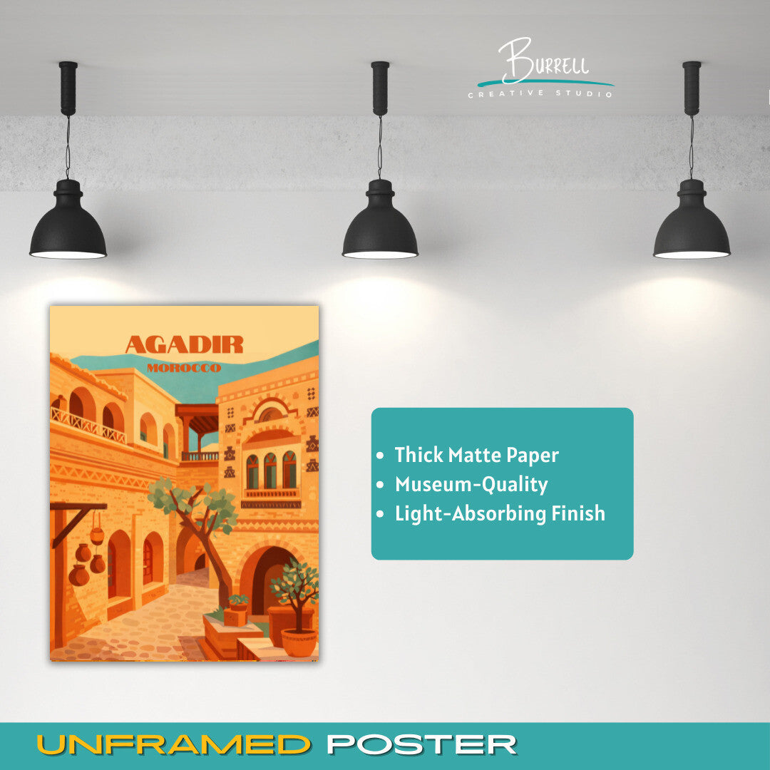 Agadir Morocco Traditional Architecture Travel Poster & Wall Art Poster Print