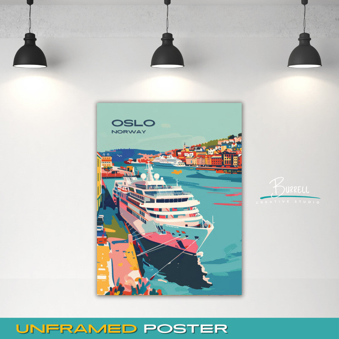 Oslo Norway Cruise Port Travel Poster & Wall Art Poster Print