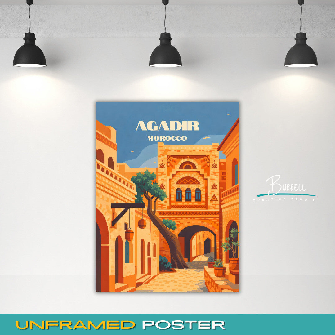 Agadir Morocco Architecture Travel Poster & Wall Art Poster Print
