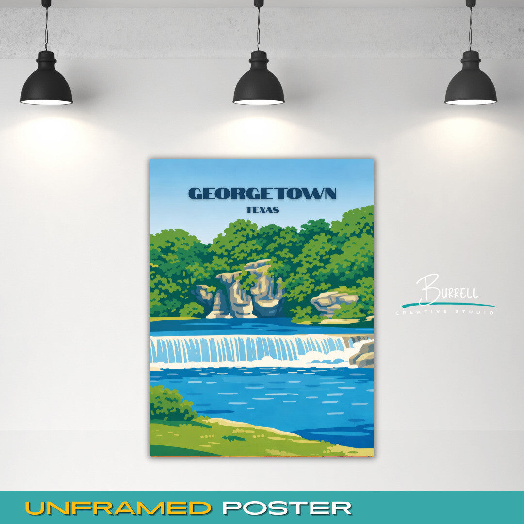Georgetown Texas Blue Hole Park Travel Poster & Wall Art Poster Print