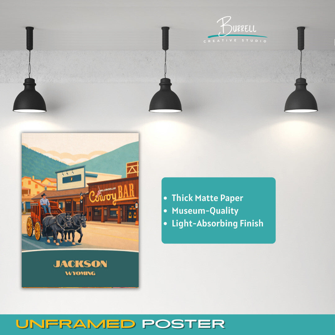 Jackson Wyoming Downtown Tour Travel Posters & Wall Art Poster Print
