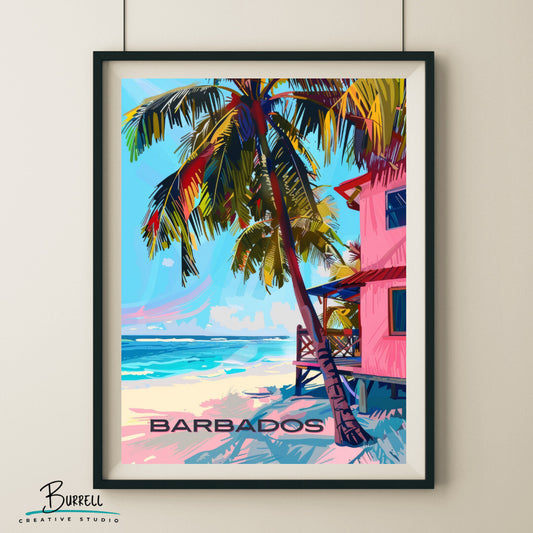 Bridgetown Barbados Beach Life Travel Poster & Wall Art Poster Print