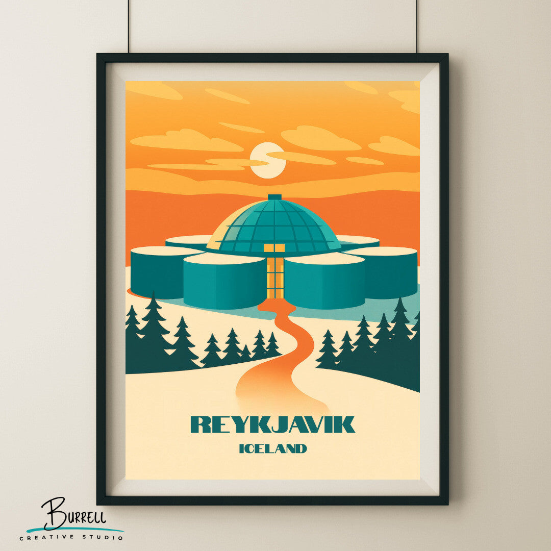 Reykjavik Iceland Perlan Museum Travel Poster & Wall Art Poster Print