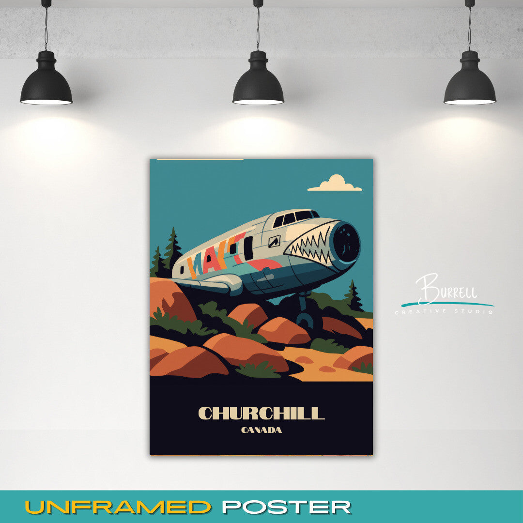 Churchill Canada Miss Piggy Plane Wreck Travel Poster & Wall Art Poster Print