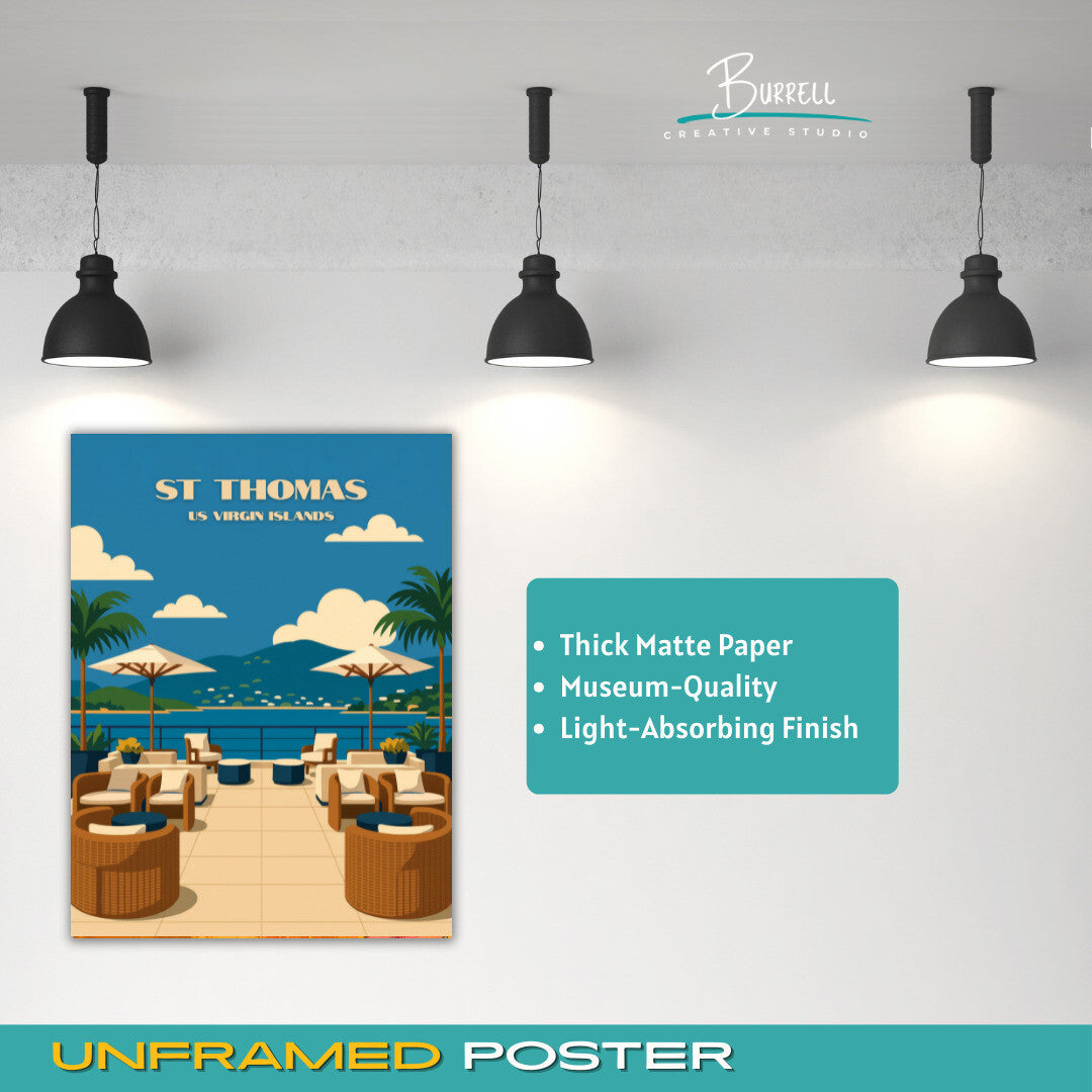 St Thomas US Virgin Islands Westin Rooftop Bar Travel Poster & Wall Art Poster Print