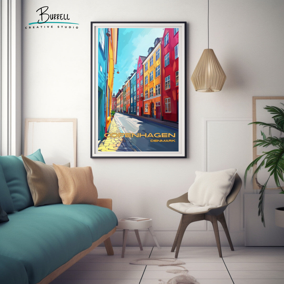 Copenhagen Denmark Architecture Travel Poster & Wall Art Poster Print