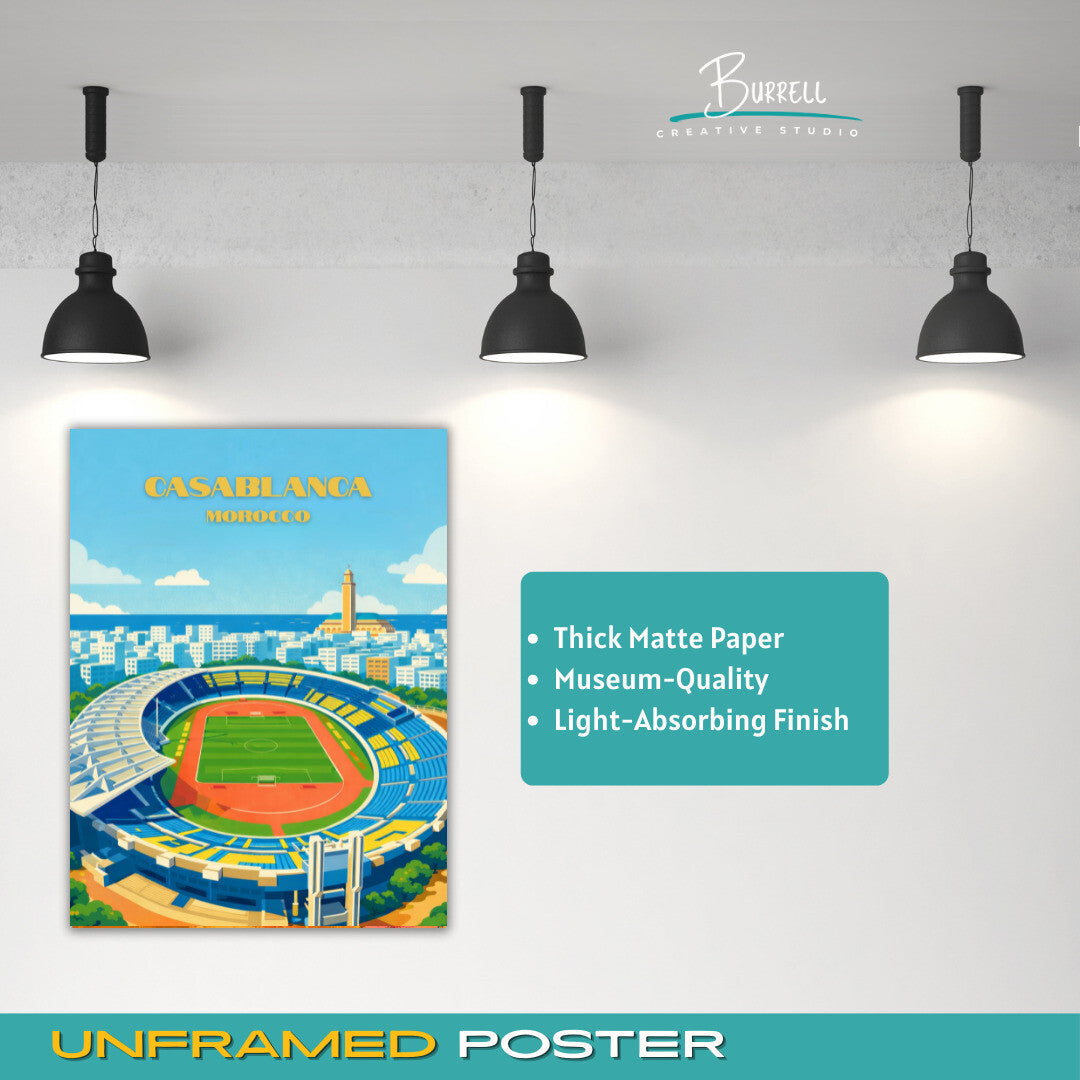 Casablanca Morocco Mohammed V Stadium Travel Poster & Wall Art Poster Print