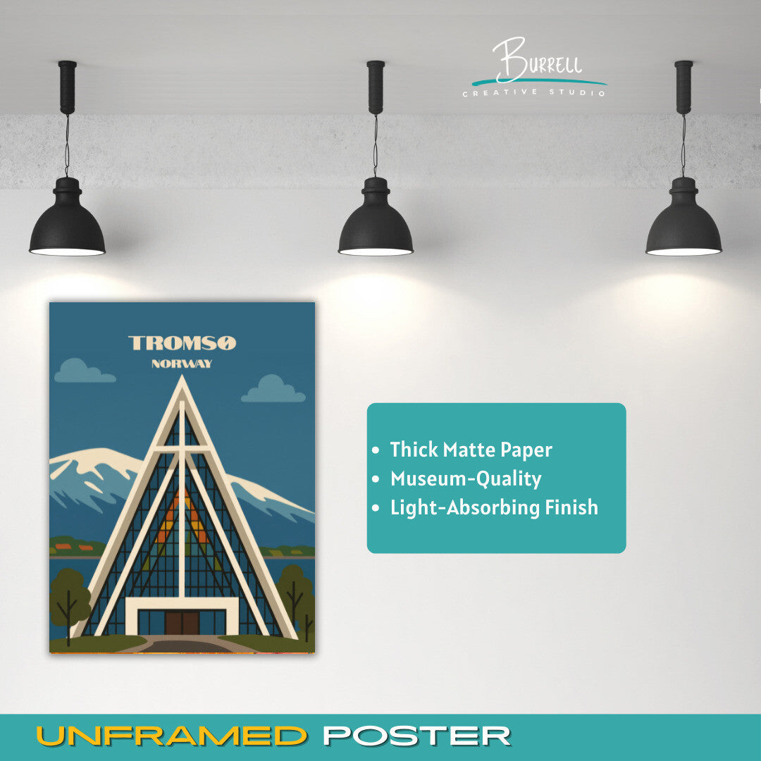 Tromsø Norway Artic Cathedral Travel Poster & Wall Art Poster Print
