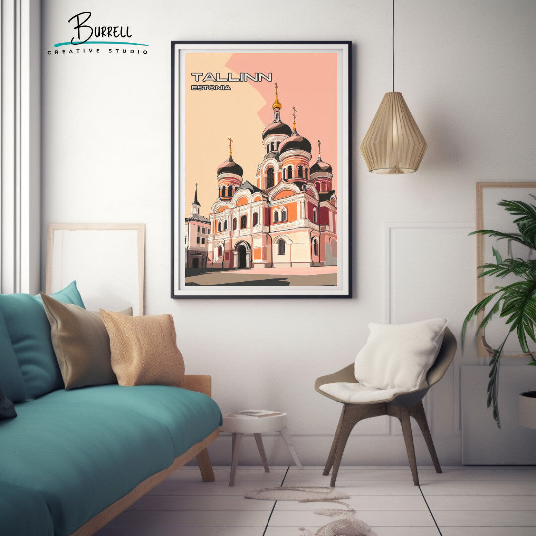 Tallinn Estonia Alexander Nevsky Cathedral Travel Poster & Wall Art Poster Print