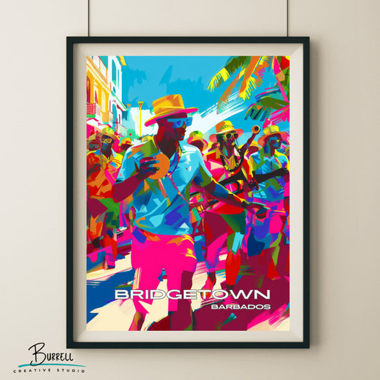 Bridgetown Barbados Carnival Travel Poster & Wall Art Poster Print
