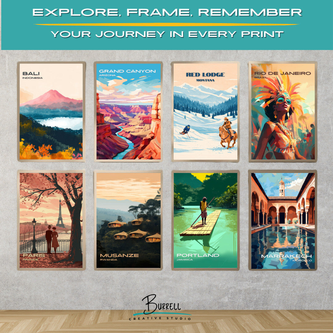 Red Lodge Montana Skijoring Travel Posters & Wall Art Poster Print