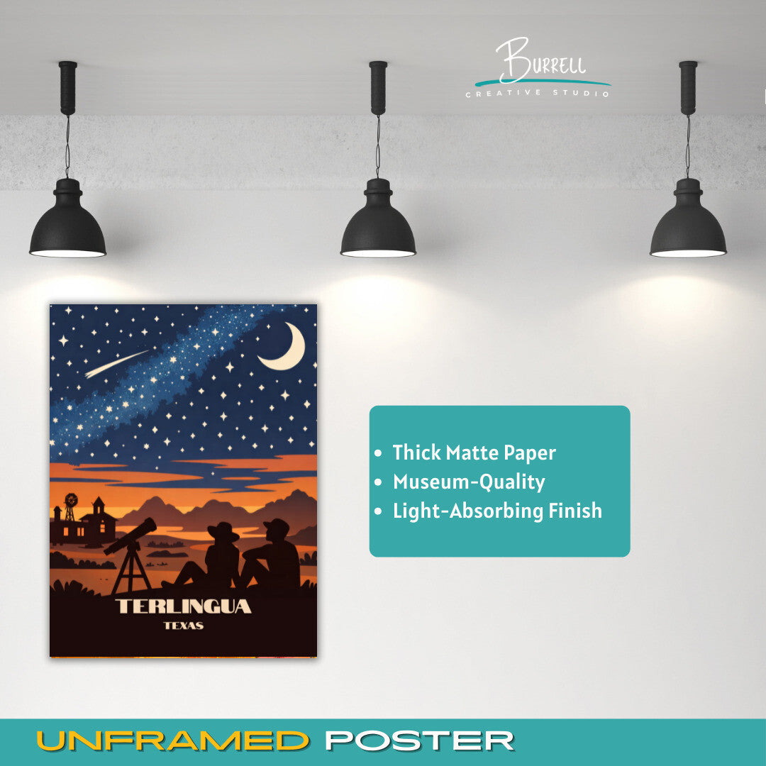 Terlingua Texas Star Gazing Travel Poster & Wall Art Poster Print