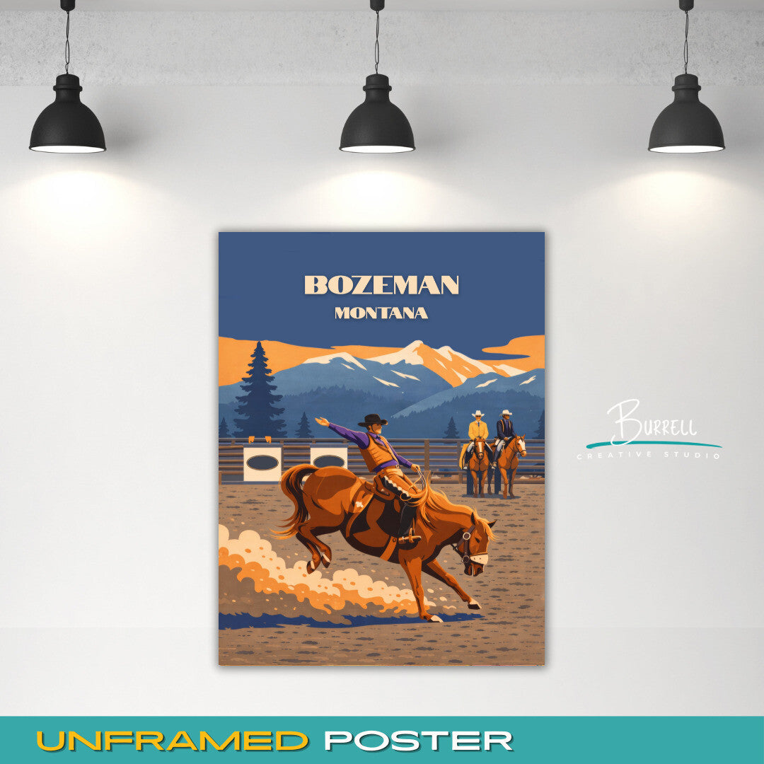 Bozeman Montana Stampede Rodeo Travel Posters & Wall Art Poster Print