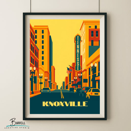 Knoxville Tennessee Downtown Travel Poster & Wall Art Poster Print