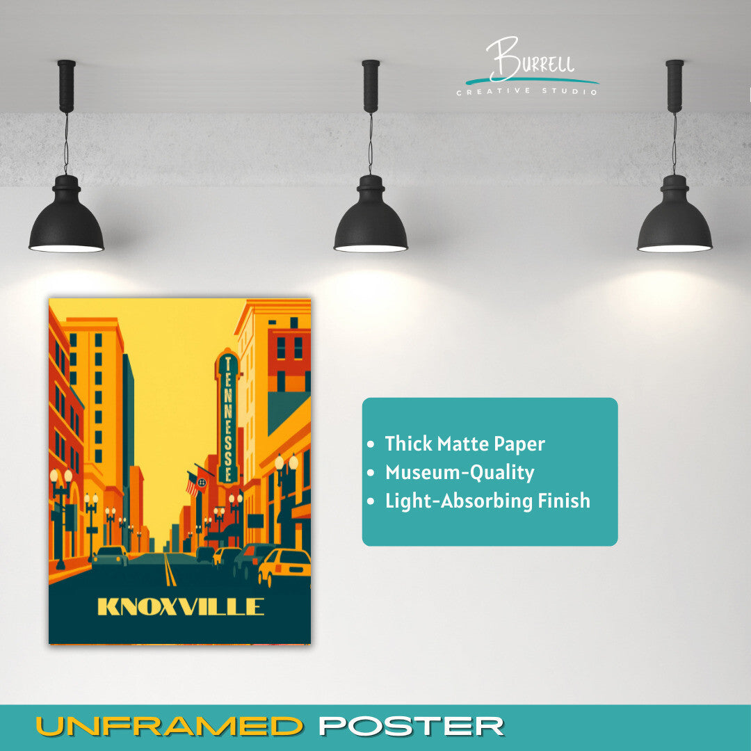 Knoxville Tennessee Downtown Travel Poster & Wall Art Poster Print