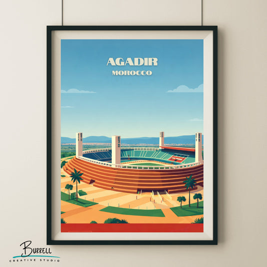 Agadir Morocco Adrar Stadium Travel Poster & Wall Art Poster Print