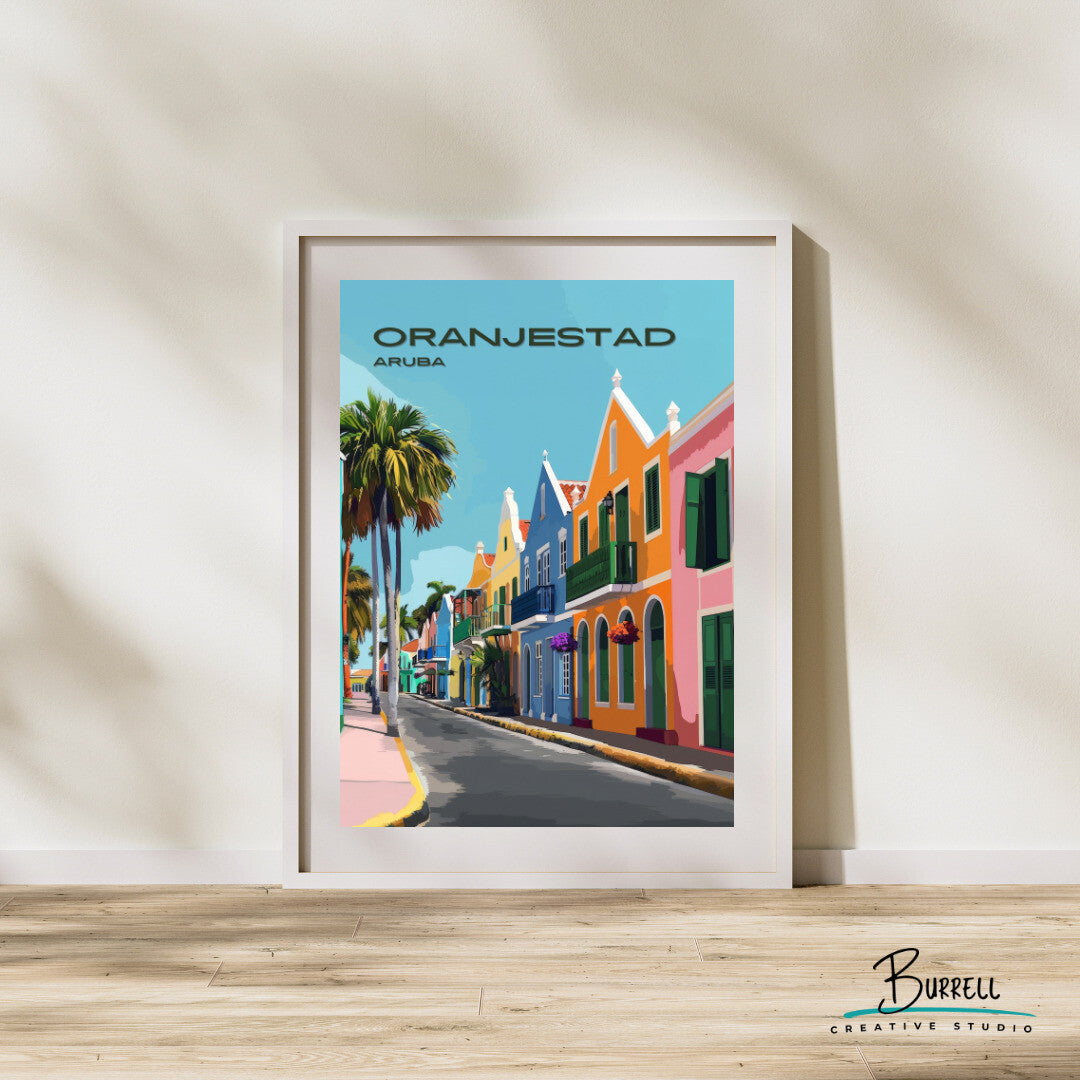 Oranjestad Aruba Dutch Architecture Travel Poster & Wall Art Poster Print