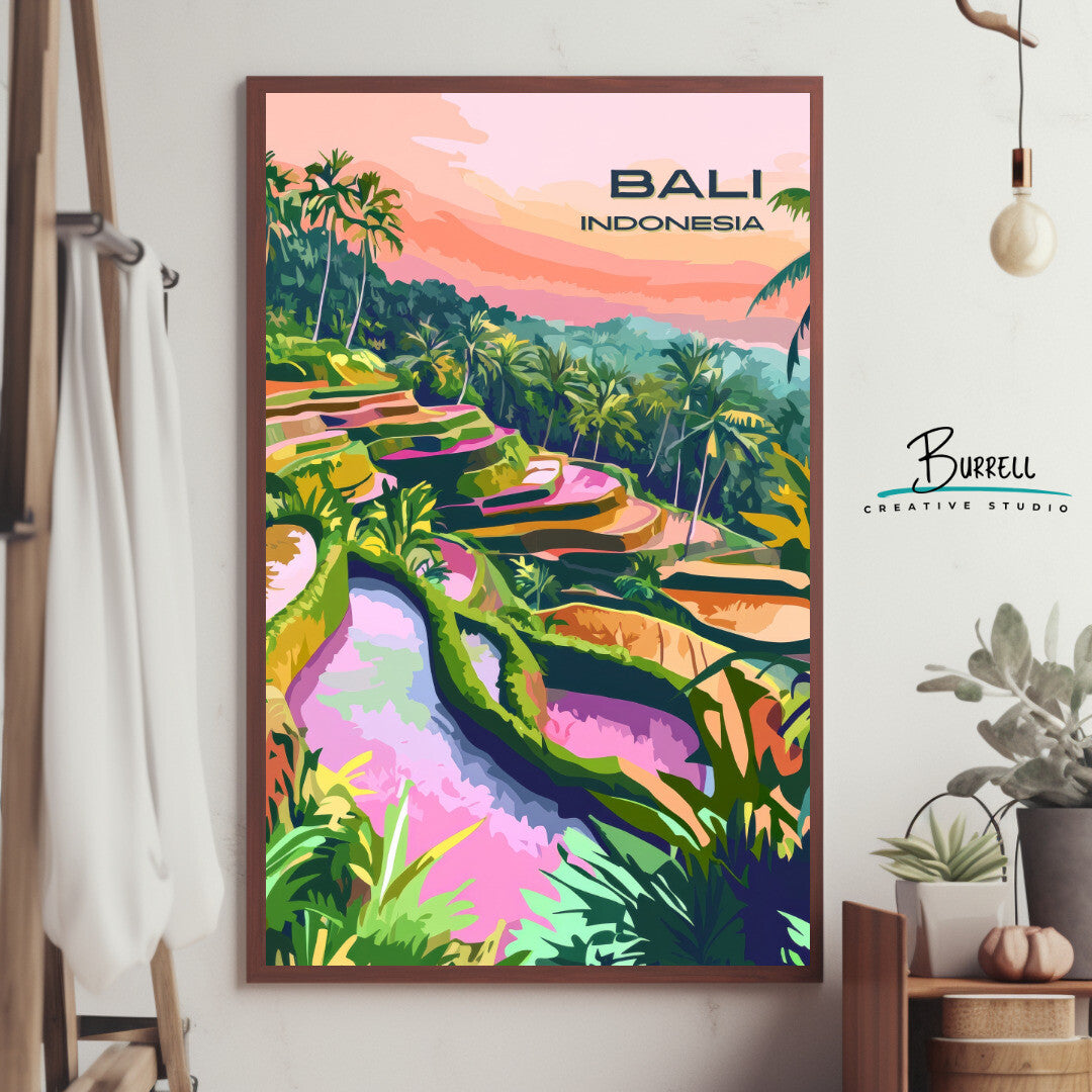 Tegalalang Bali Rice Terraces Travel Poster & Wall Art Poster Print