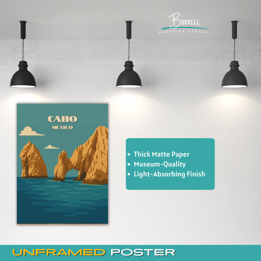 Cabo Mexico Arch of San Lucas Travel Poster & Wall Art Poster Print