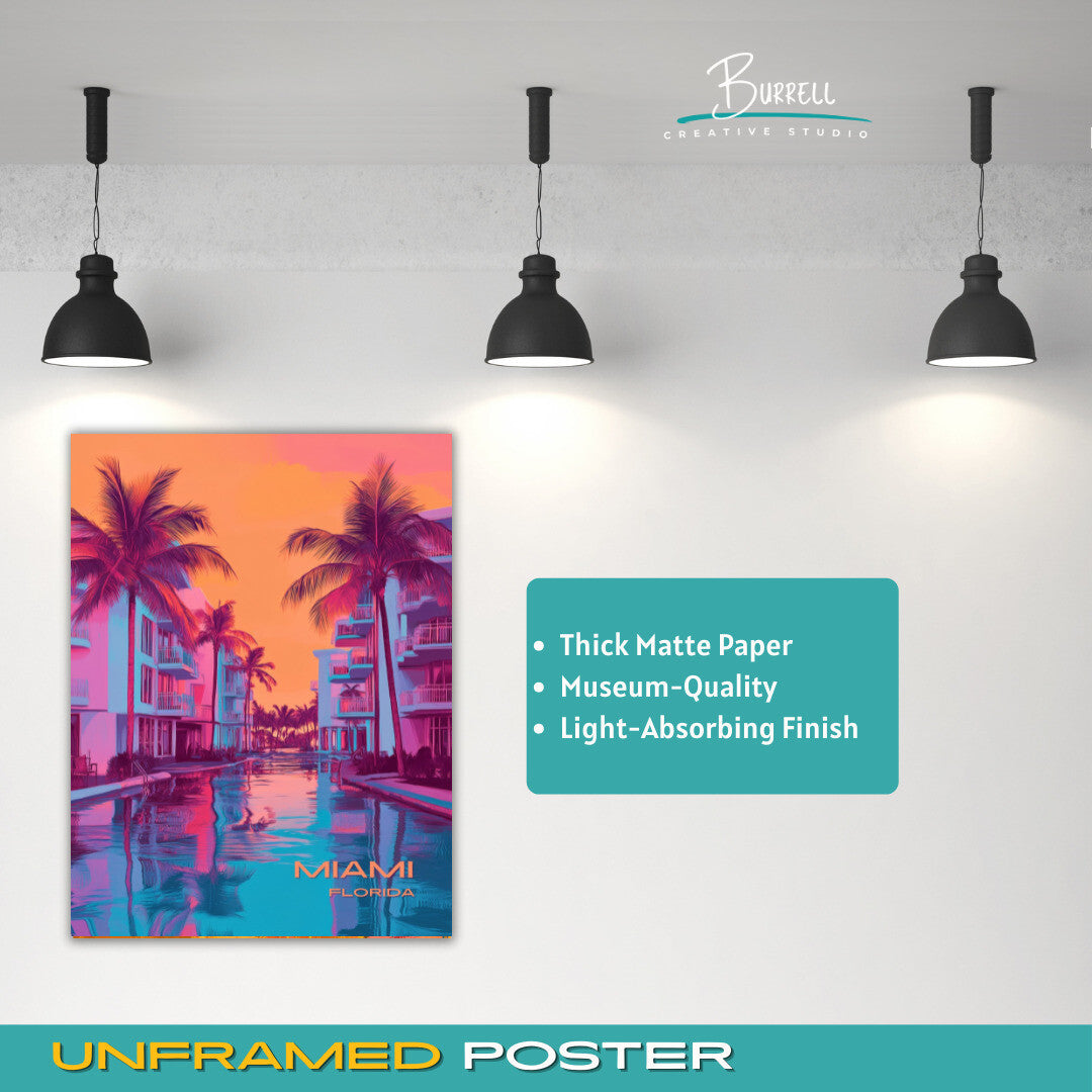 Miami Florida Beach Life Travel Poster & Wall Art Poster Print