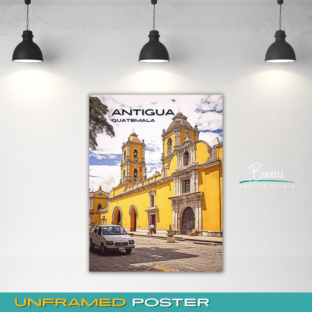 Antigua Guatemala Architecture Travel Poster & Wall Art Poster Print