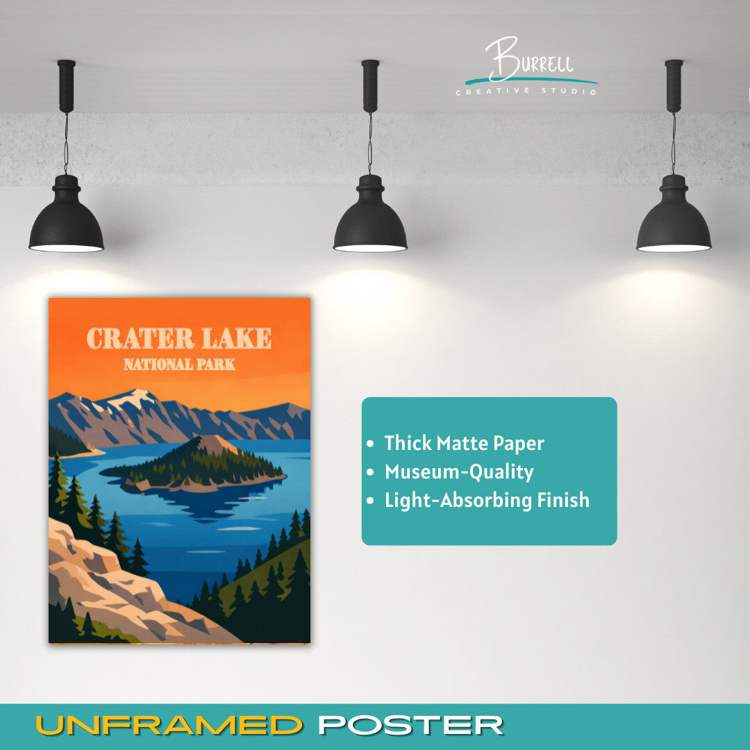 Crater Lake National Park Oregon View Travel Posters & Wall Art Poster Print