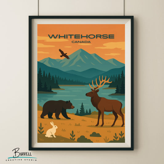 Whitehorse Canada Wildlife Preserve Travel Poster & Wall Art Poster Print