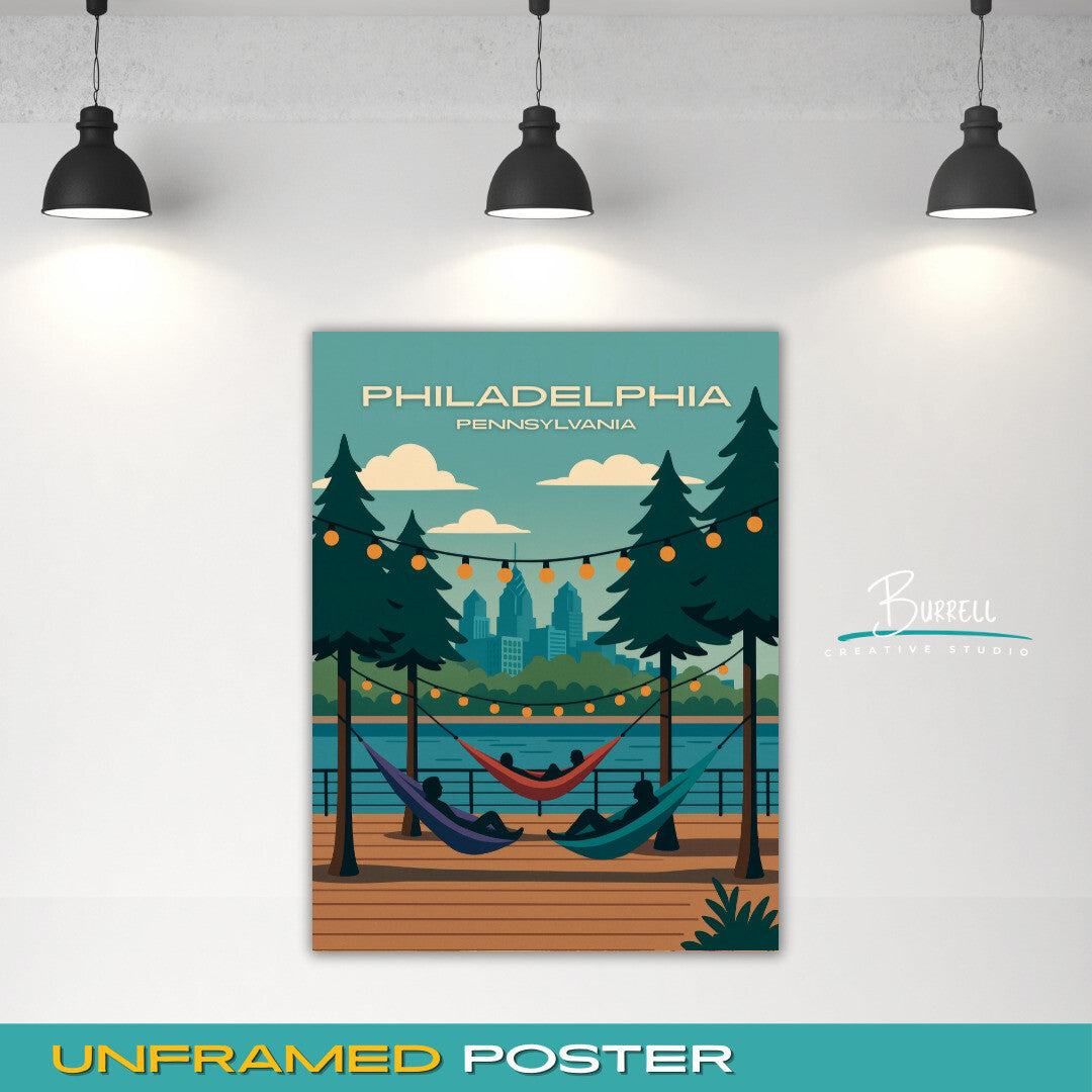 Philadelphia Pennsylvania Spruce Street Harbor Park Travel Poster & Wall Art Poster Print