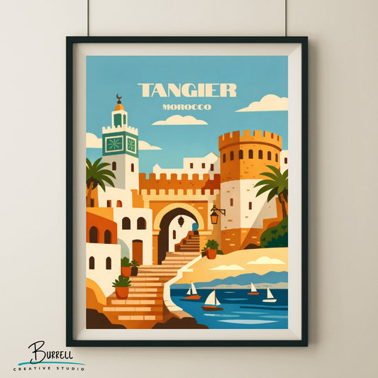 Tangier Morocco Kasbah Travel Poster & Wall Art Poster Print