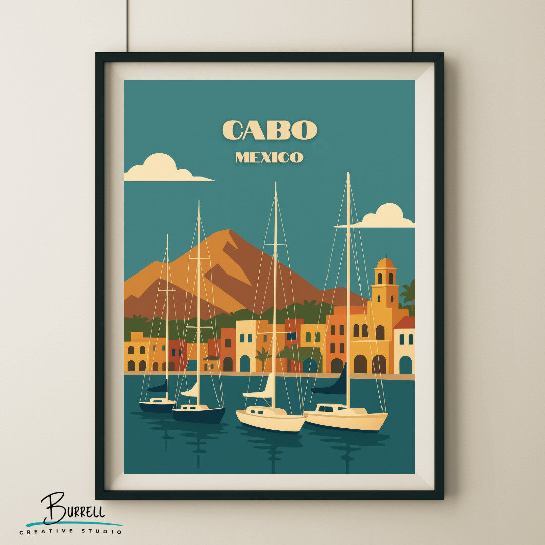 Cabo Mexico Marina Travel Poster & Wall Art Poster Print
