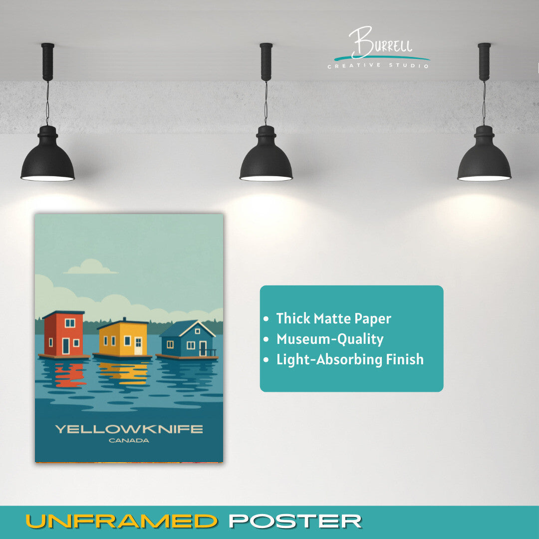 Yellowknife Canada Floating Homes Travel Poster & Wall Art Poster Print