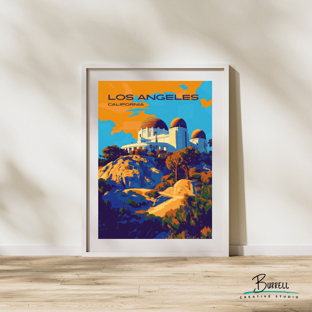 Los Angeles California Griffith Observatory Travel Poster & Wall Art Poster Print