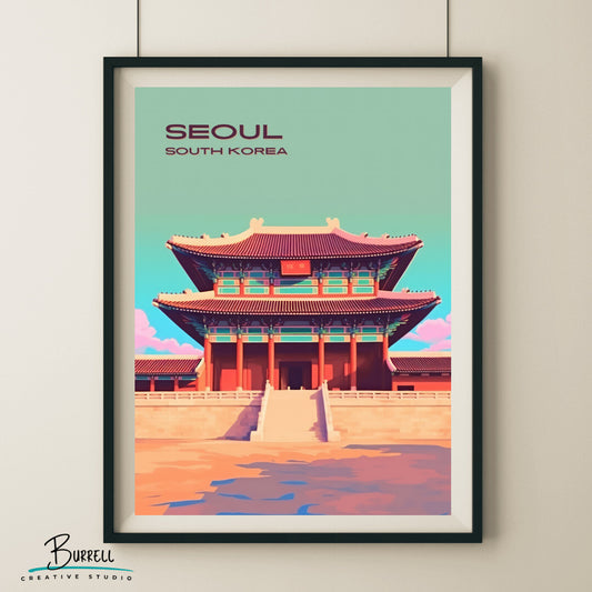 Seoul South Korea Gyeongbokgung Palace Travel Poster & Wall Art Poster Print