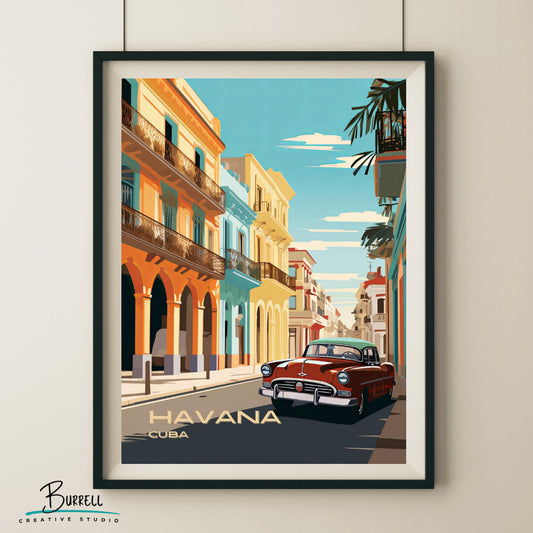 Havana Cuba Vintage Charm Travel Poster & Wall Art Poster Print