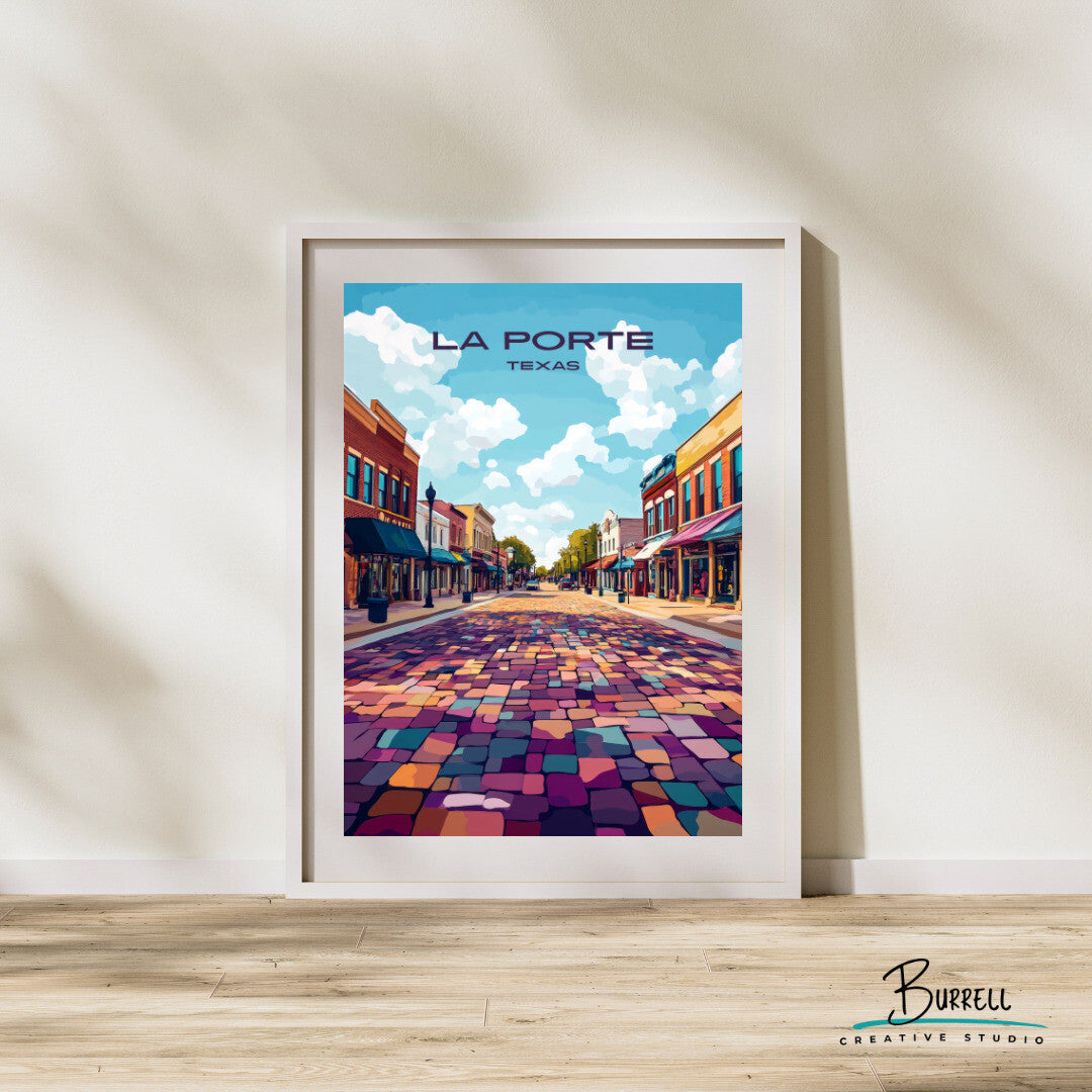 La Porte Texas Main Street Travel Poster & Wall Art Poster Print