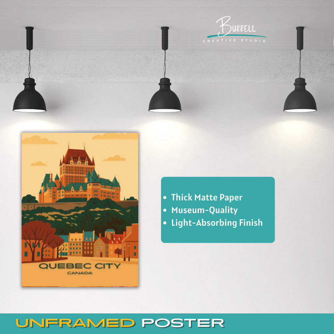 Quebec City Canada Chateau Frontenac Travel Poster & Wall Art Poster Print