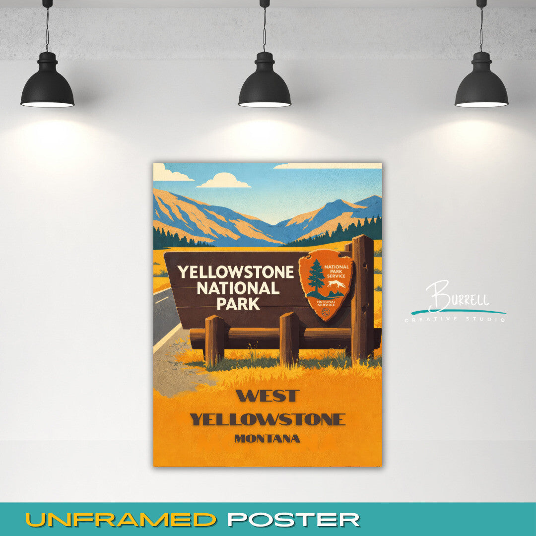 West Yellowstone Montana Park Entrance Travel Posters & Wall Art Poster Print