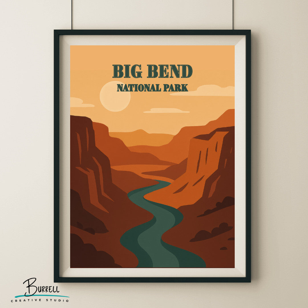 Big Bend National Park Texas Sunset Travel Posters & Wall Art Poster Print