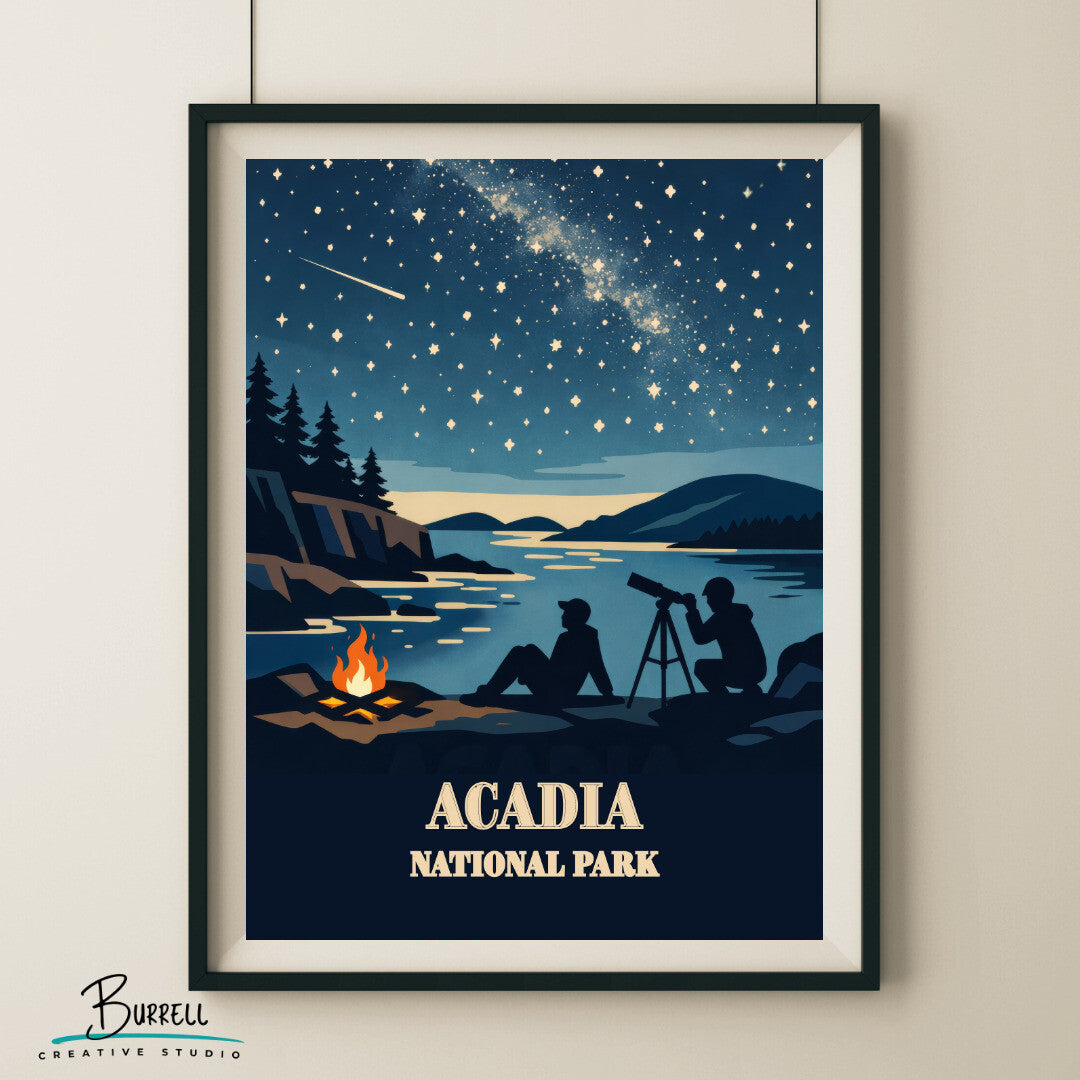 Acadia National Park Maine Night Sky Travel Posters & Wall Art Poster Print